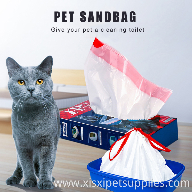 Cat Litter Box Liners with Handle Thickening Adjustable Drawstring Litter Pan Bags Durable Pet Kitty Litter Bags